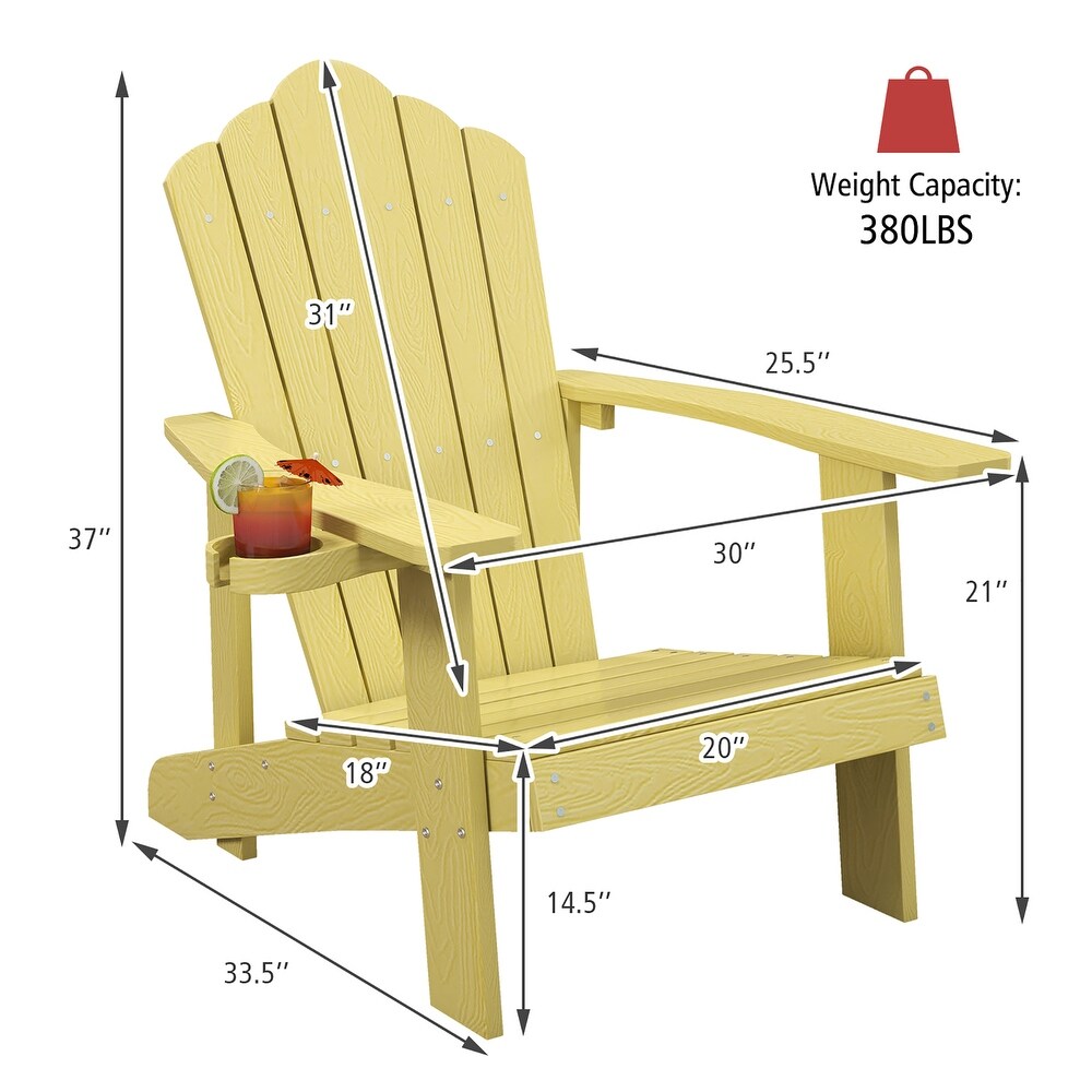 Gymax Patio HIPS Outdoor Weather Resistant Slatted Chair Adirondack