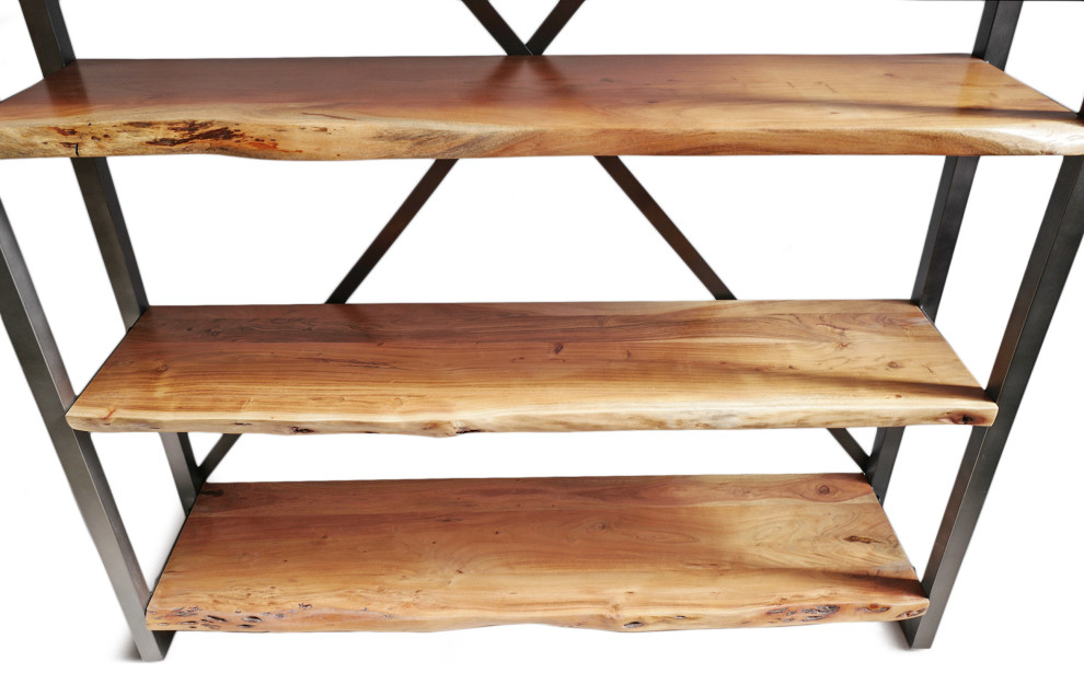 Live Edge Wood  ampIron Shelf   Industrial   Bookcases   by Design Mix Furniture  Houzz