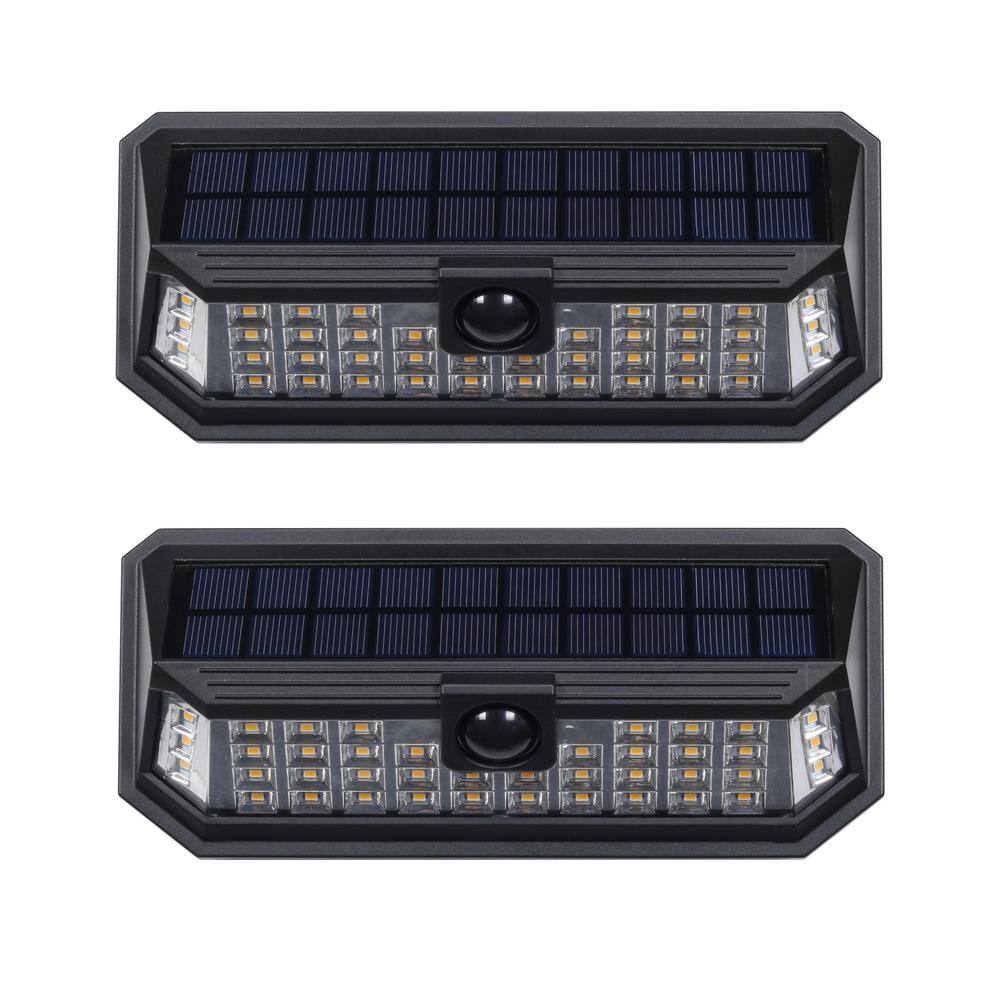 Westinghouse 75-Watt Equivalent Integrated LED Black Solar Motion Activated Wall Pack Light (2-Pack) SR73FA02C-08