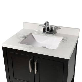 Amluxx Tufino 31 in. Bath Vanity in Espresso with Cultured Marble Vanity Top w Backsplash in Carrara White with White Basin TF30ES-T31CRB