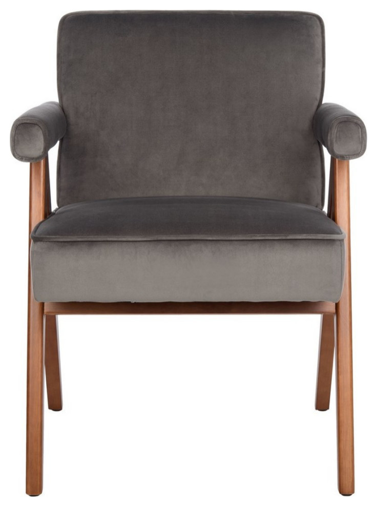 Katie Mid Century Arm Chair  Dark Gray Velvet/Walnut   Midcentury   Armchairs And Accent Chairs   by Rustic Home Furniture Deco  Houzz