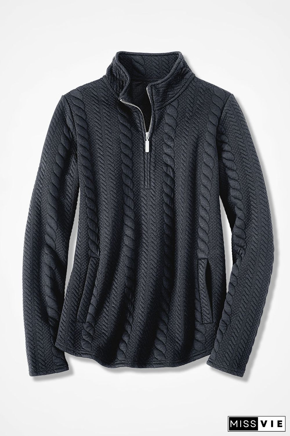 Cabled Quarter-Zip Sweatshirt