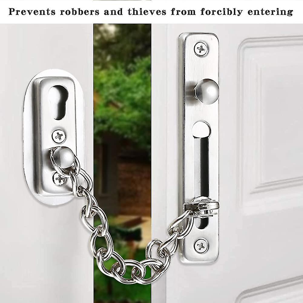 Security Chain，304 Stainless Steel Door Chain，door Chain Lock With Screws，brushed Chrome Silver