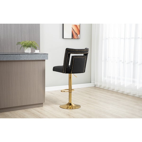 Velvet Bar Stools with Back and Footrest Counter Height Bar Chairs