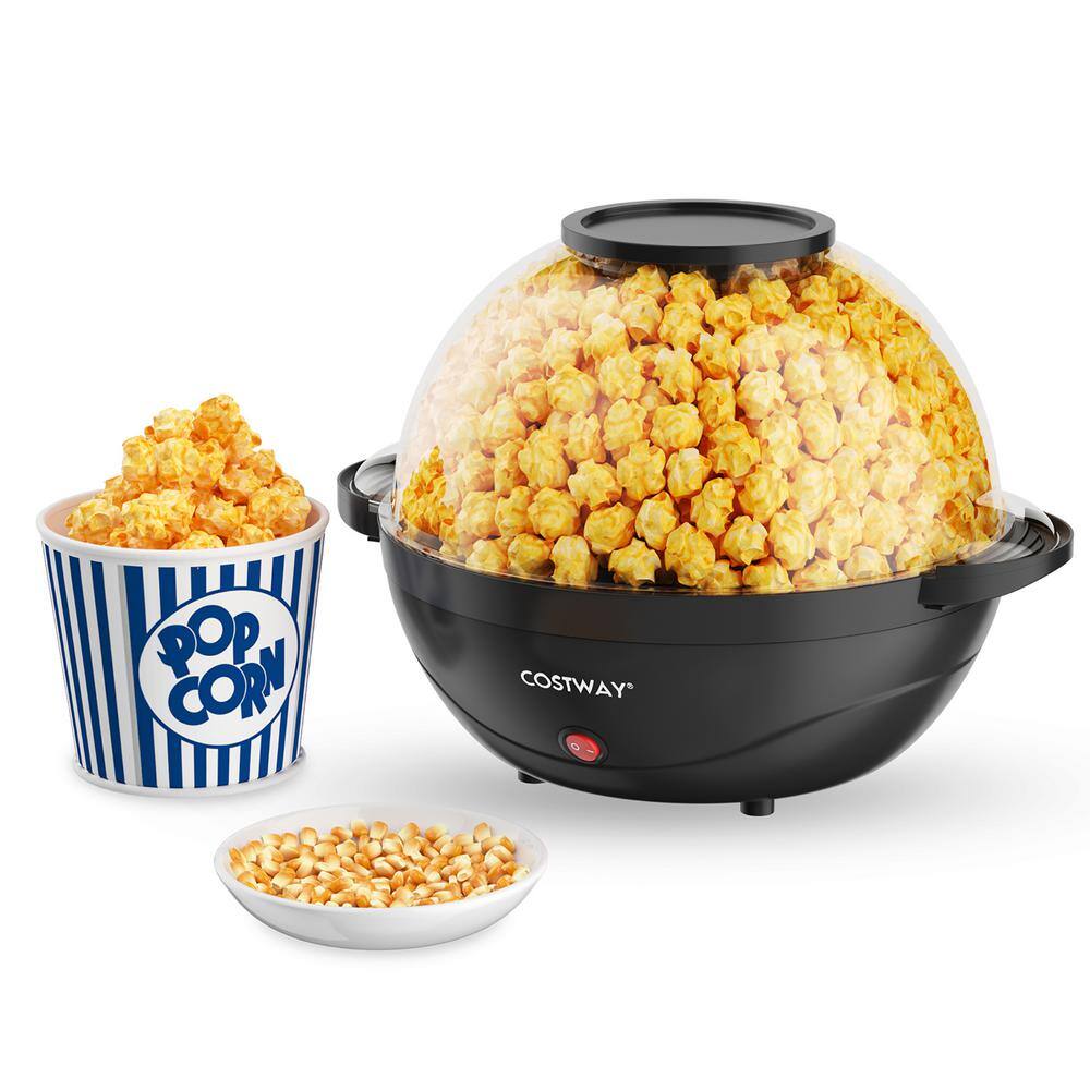 Costway 850W 6QT Black Oil Stirring Popcorn Machine Popcorn Popper Maker wNonstick Plate FP10060US-DK