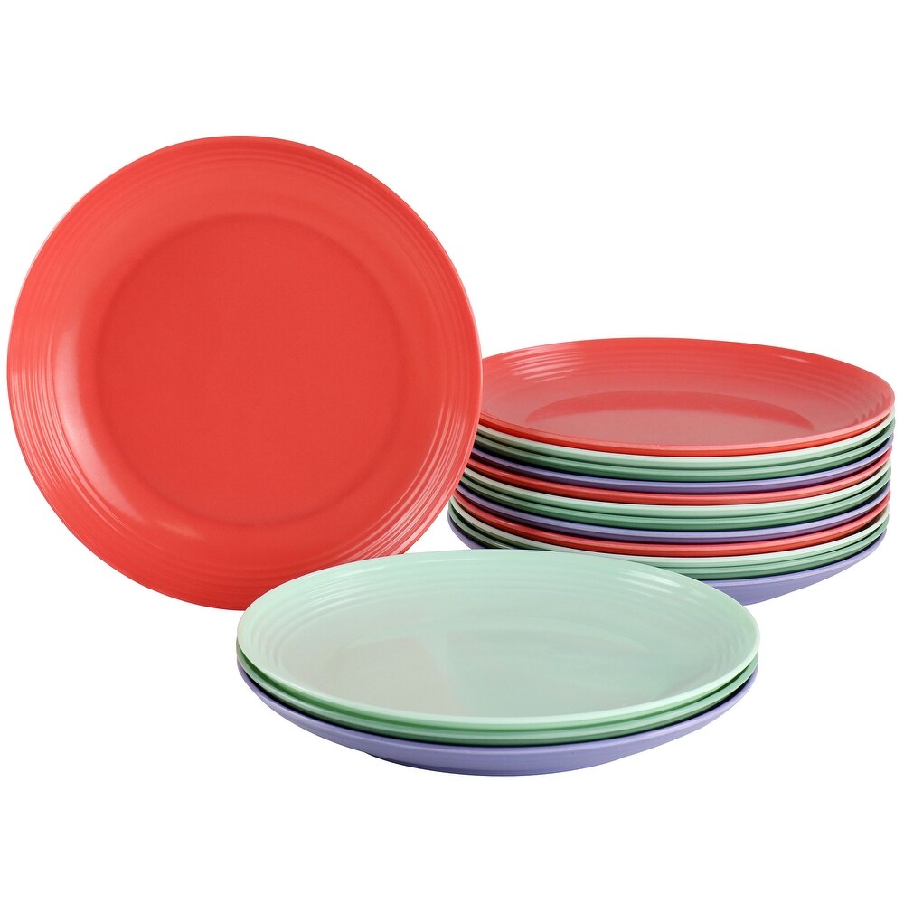 Gibson Home Zelly Melamine 8.5in 16 Piece Dessert Plate Set in Assorted Colors   8.5 Inches