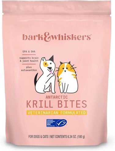 Bark and Whiskers Antarctic Krill Bites Dog and Cat Supplement， 6.34-oz bag