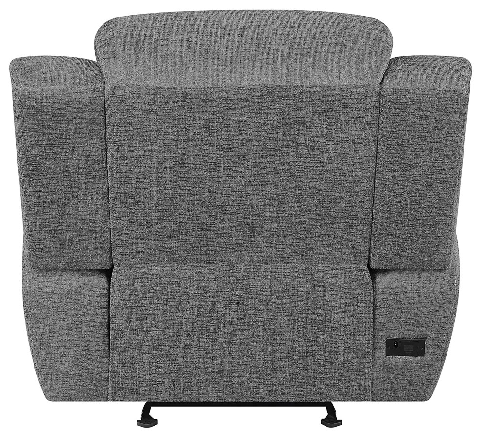 Power Glider Recliner  Charcoal Chenille Upholstered Seat With Pillowed Arms   Modern   Theater Seating   by Decorn  Houzz