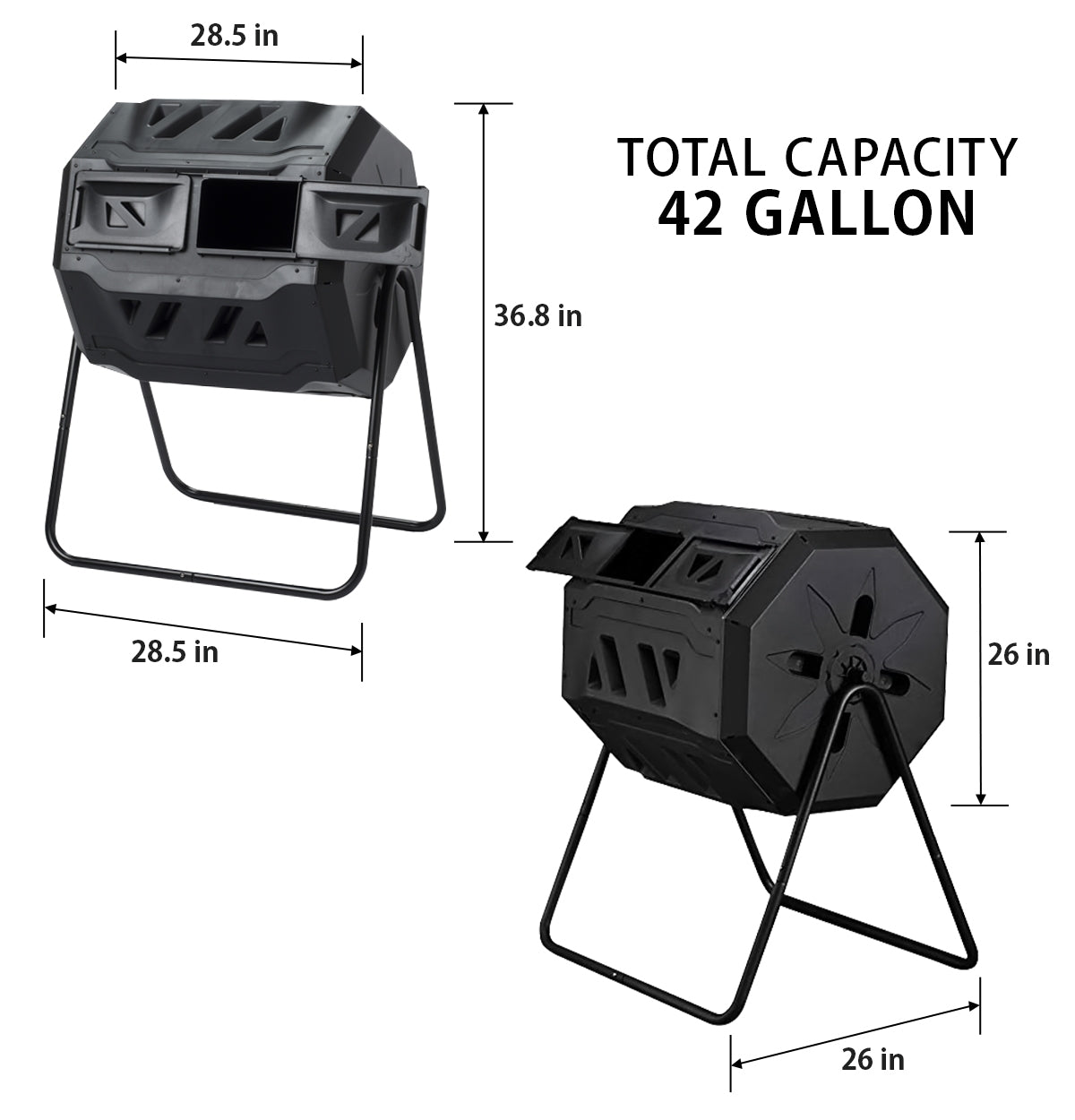 KoolScapes 42 Gallon Rotary 2-Chamber Tumbling Composter