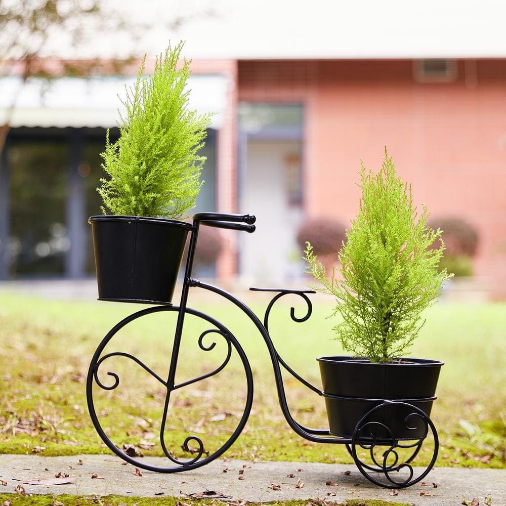 Glitzhome 20.75 in. H Metal Black Bicycle Planter (KD) GH1428202672