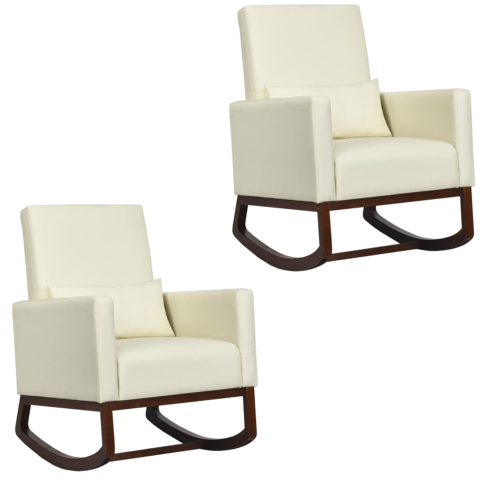 Giantex Upholstered Rocking Chair, Modern High Back Armchair