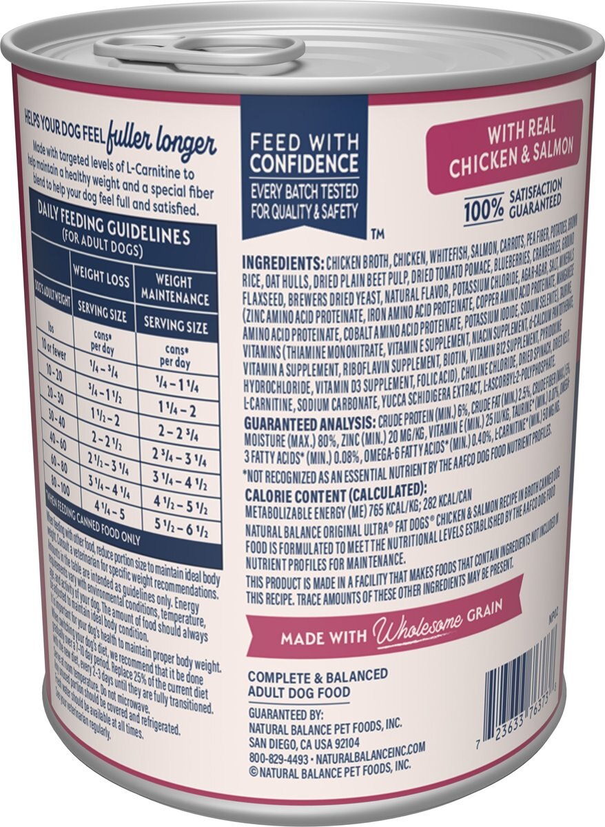 Natural Balance Original Ultra Fat Dogs Chicken and Salmon Recipe in Broth Wet Dog Food