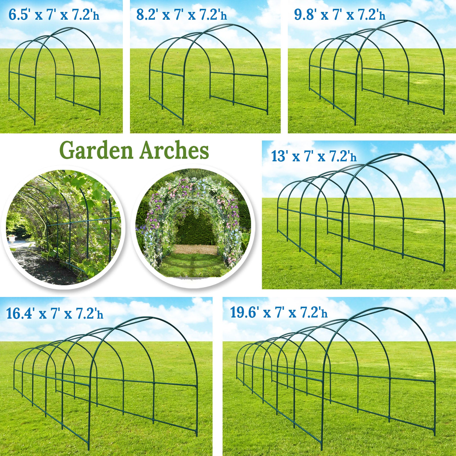 YardGrow Large Garden Support Arch Frame Climbing Plant Arch Arbor for Various Climbing Plant Roses Vines Birthday Wedding Party Decoration Pergola Frame