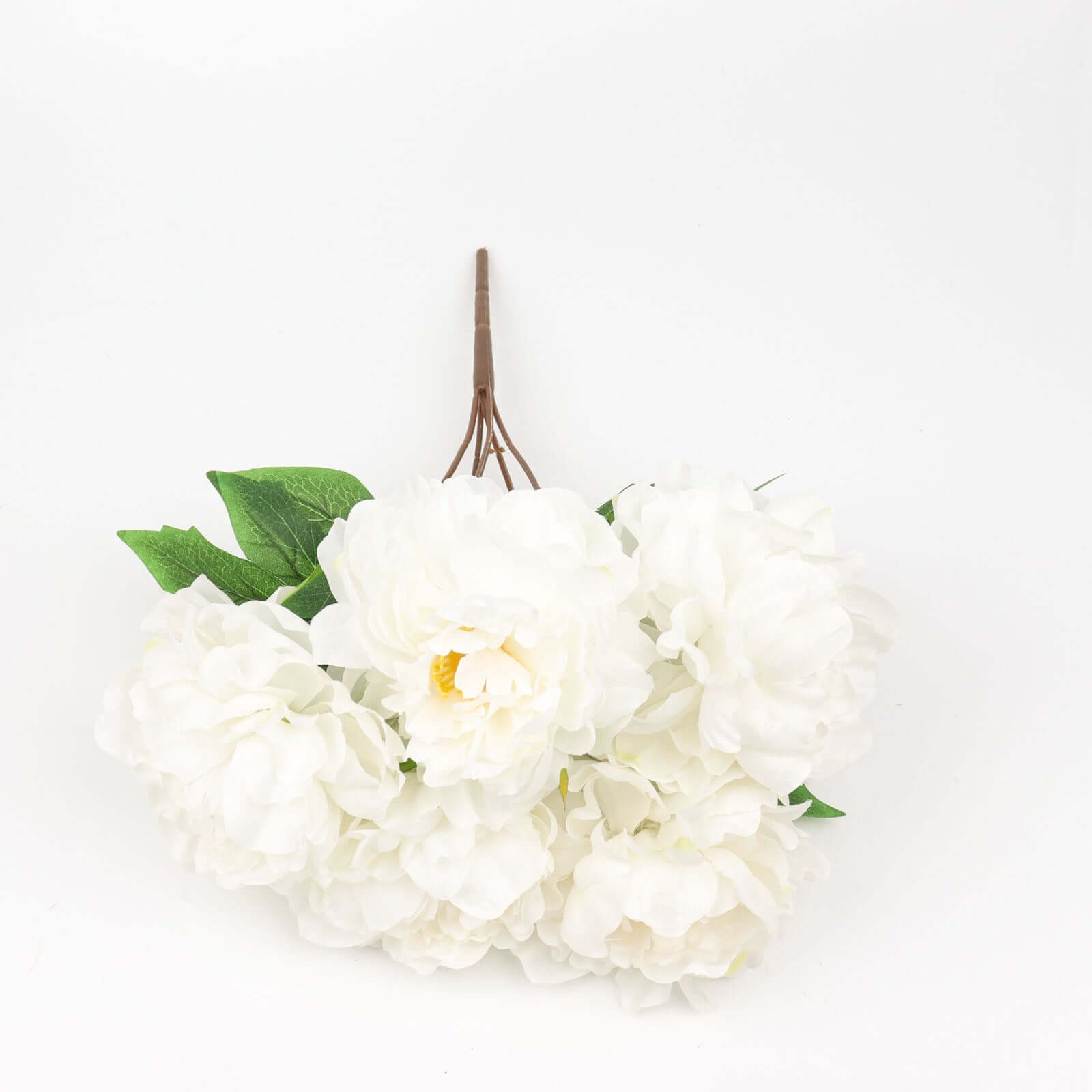 2 Bushes White Artificial Silk Peony Flower Bouquets, Real Touch Peonies Spray 17