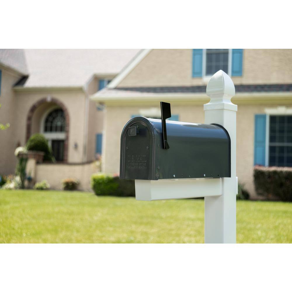 Architectural Mailboxes Edson Gray Medium Steel Post Mount Mailbox EM110GMAM