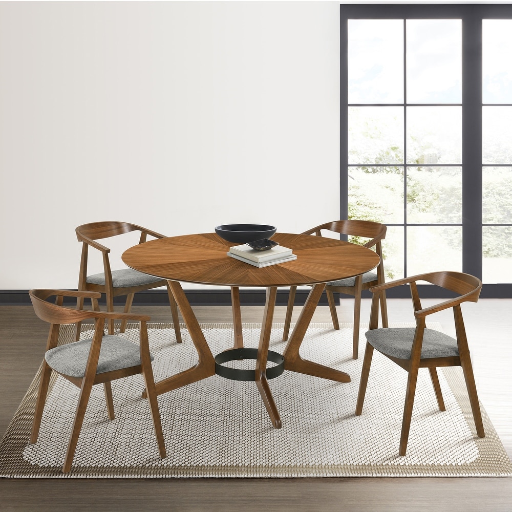 Santana Mid Century Modern Round Wood Dining Table