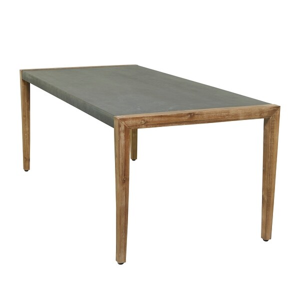 Dark Gray Wood Outdoor Dining Table with Wood Legs