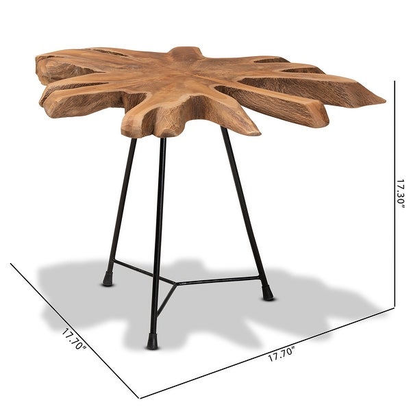 Merci Rustic Natural Brown End Table with Teak Tree Trunk Tabletop