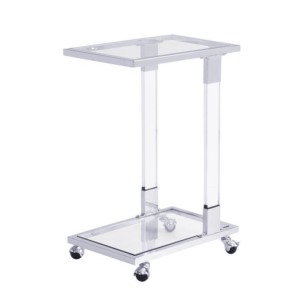 Glass Top C Shape Square Side Table