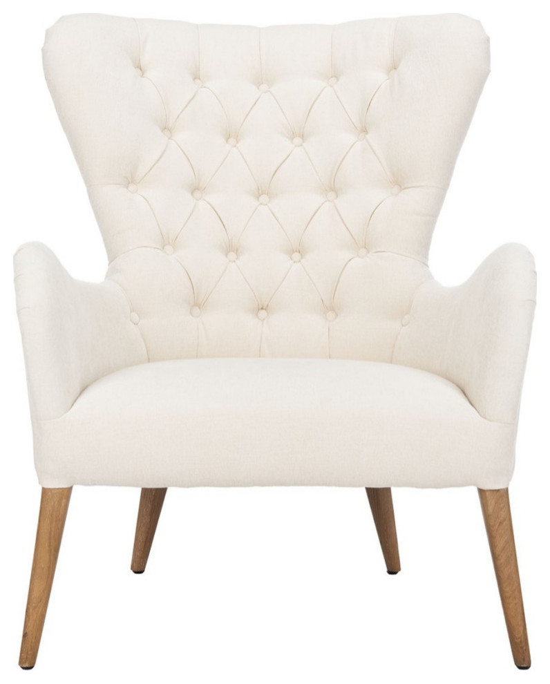 Laverne Contemporary Wingback Chair Off White   Midcentury   Armchairs And Accent Chairs   by V.S.D Furniture  Houzz