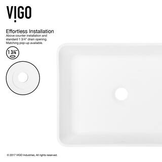 VIGO Marigold Modern White Matte Stone 18 in. L x 14 in. W x 5 in. H Rectangular Vessel Bathroom Sink VG04003