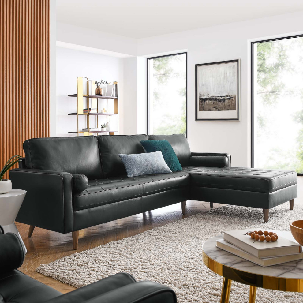 Valour 98 quotLeather Sectional Sofa   Midcentury   Sectional Sofas   by Modway  Houzz