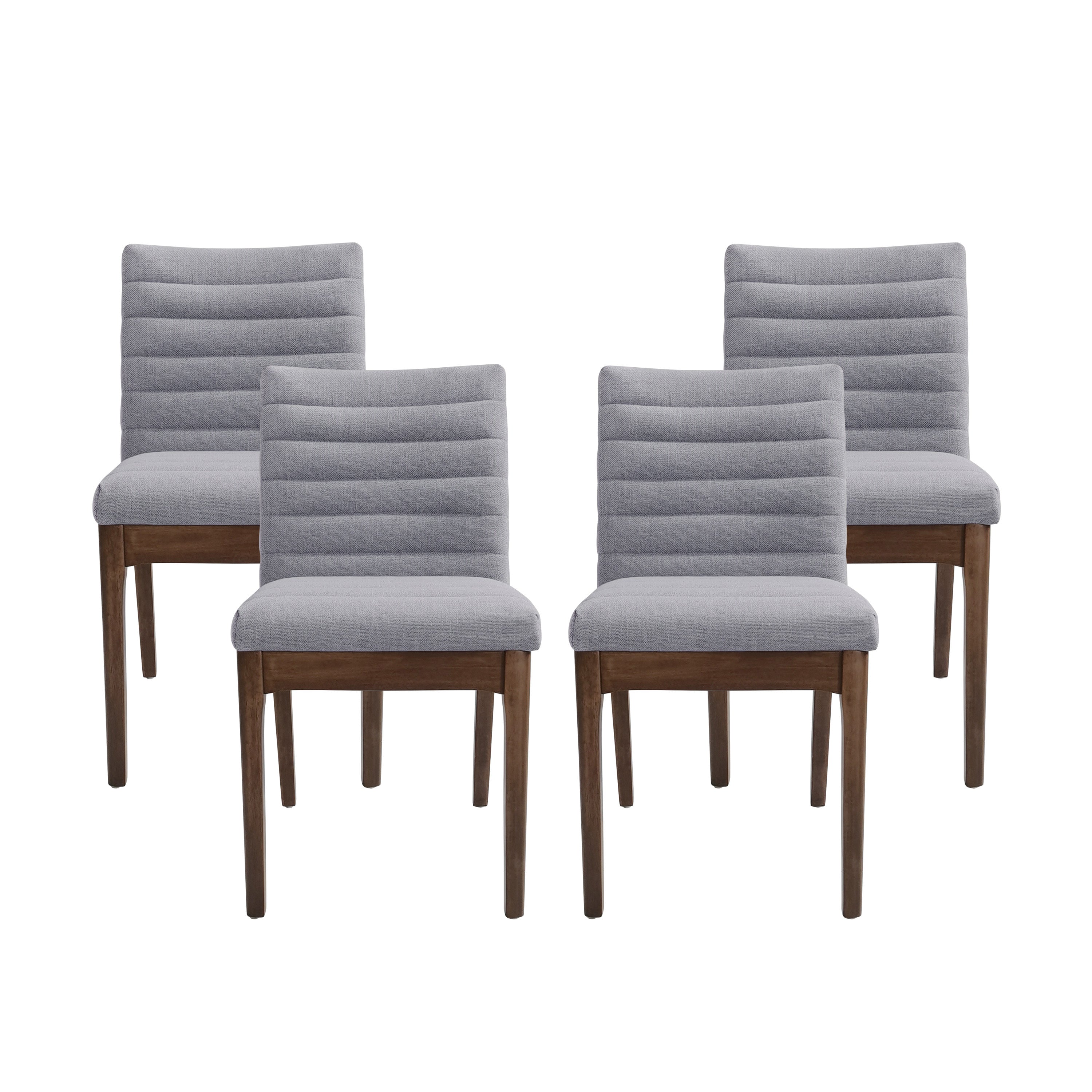 Elisson Mid Century Modern Channel Stitch Dining Chairs, Set of 4