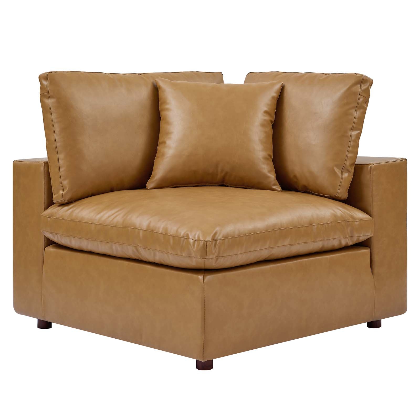 Commix Down Filled Overstuffed Vegan Leather 4-Seater Sofa