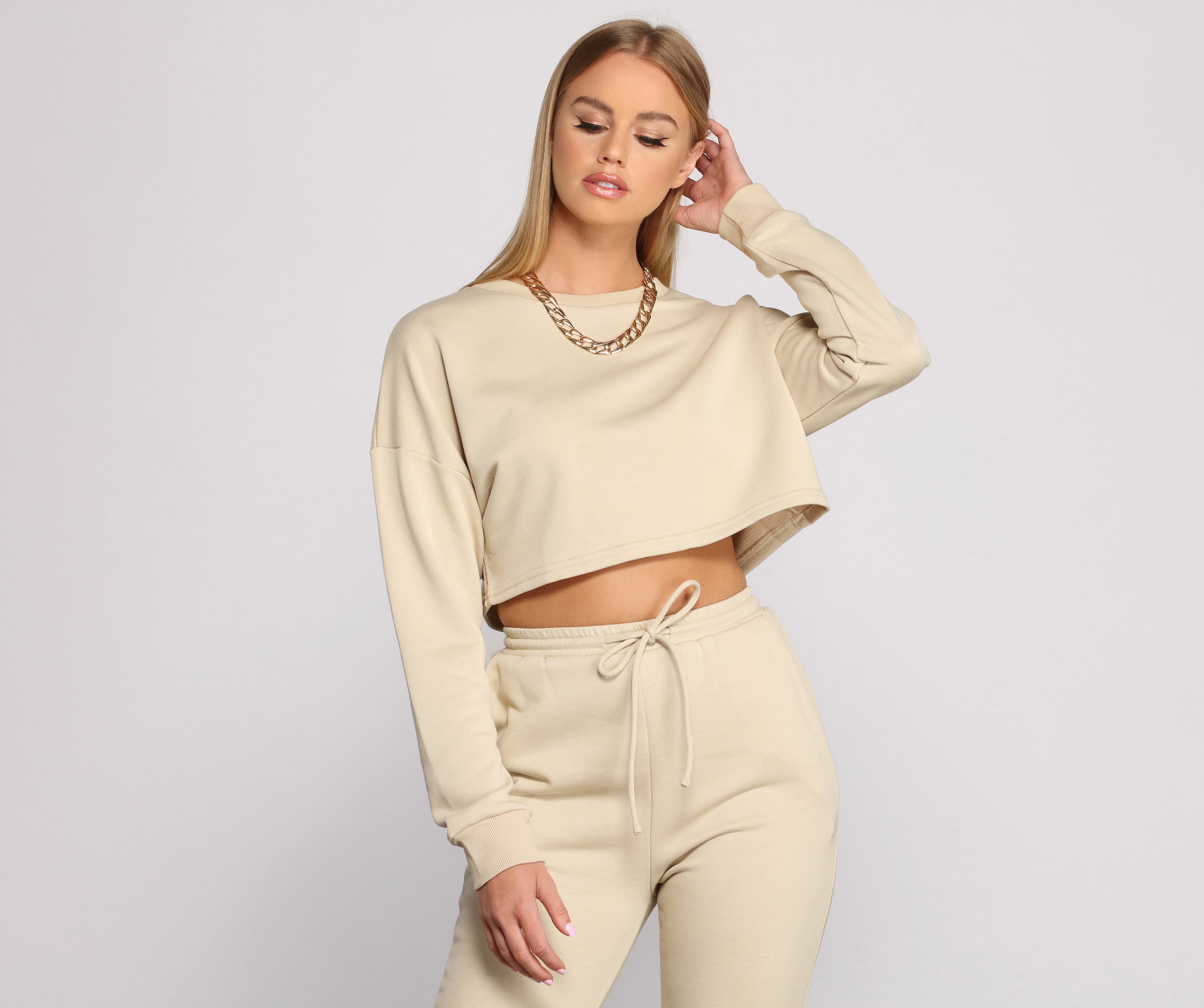 Cozy French Terry Knit Crop Top