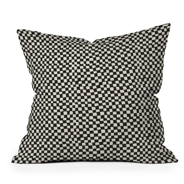 Iveta Abolina Lazy Checker Outdoor Throw Pillow Coal Black Deny Designs