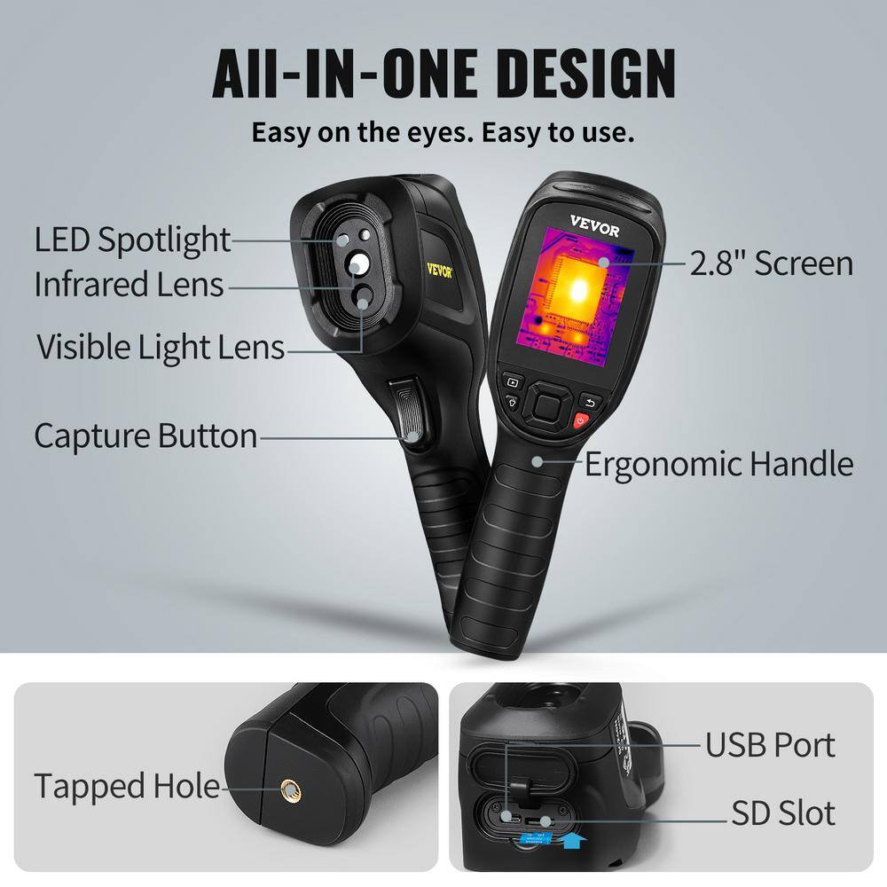 VEVOR Thermal Imaging Camera 240x180 IR Resolution 43200 Pixel Infrared Camera with 16G SD Card LED Light Minus 4F to 662F FYHWRXYWWWIFINPTKV0