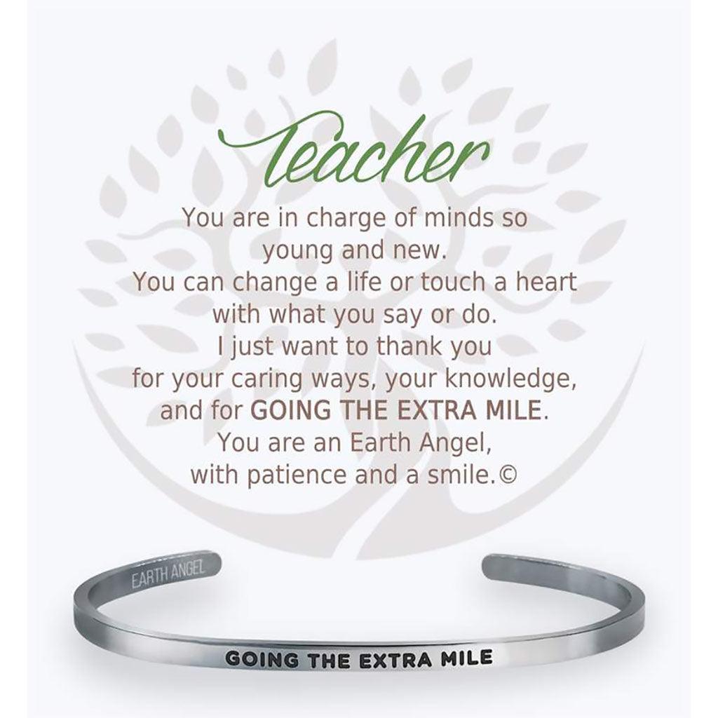 Earth Angel  Teacher Cuff Bracelet in Silver