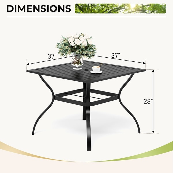 MAISON ARTS 5Piece Metal Ecoat Indoor/Outdoor 37in Square Dining Table and Armchairs