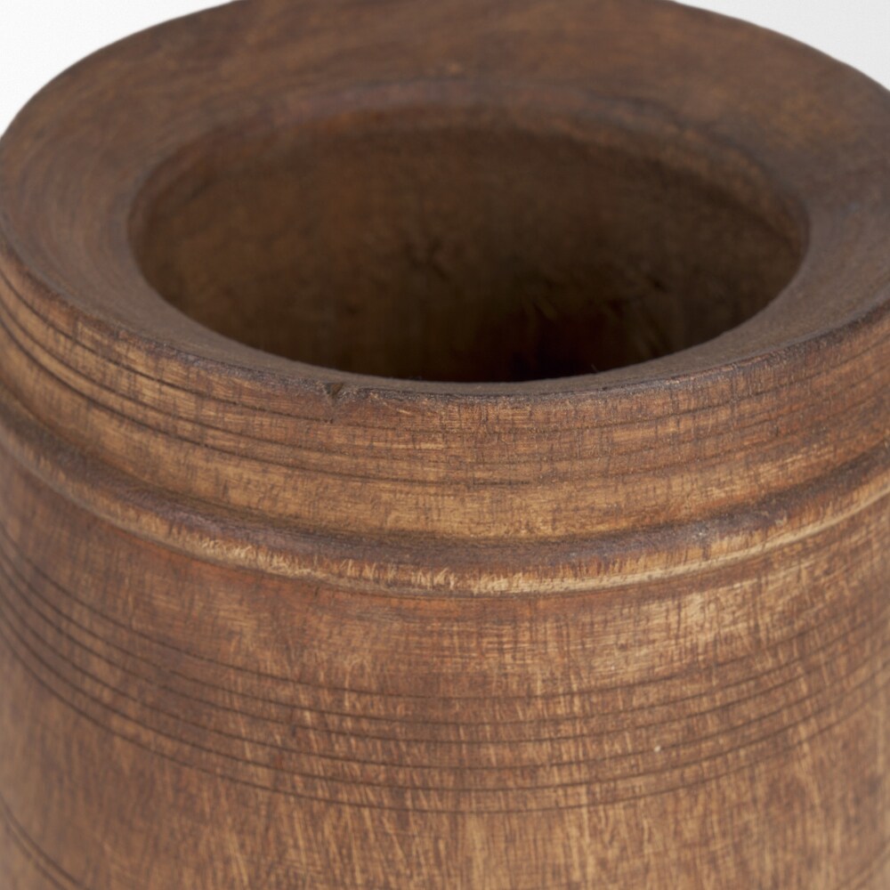 Porta Large Medium Brown Reclaimed Wooden Pot