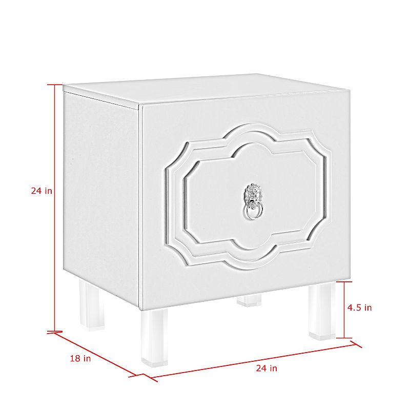 Marisol Side Table Greek Key Lacquer-Finish Chrome