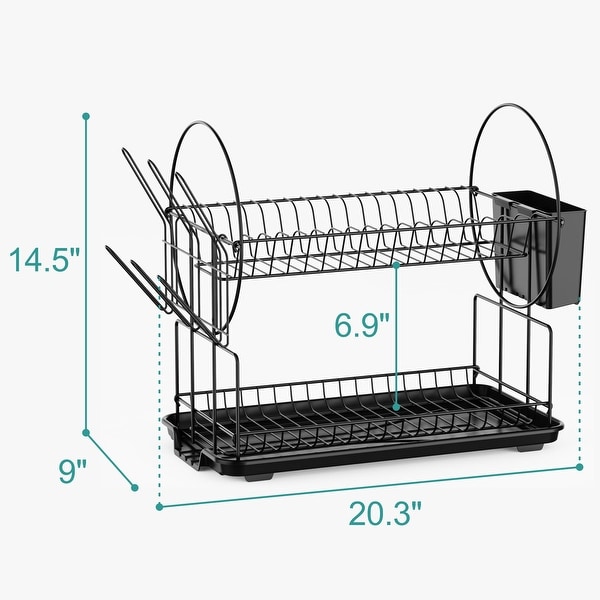 2 Tier Dish Rack with Drainer Board