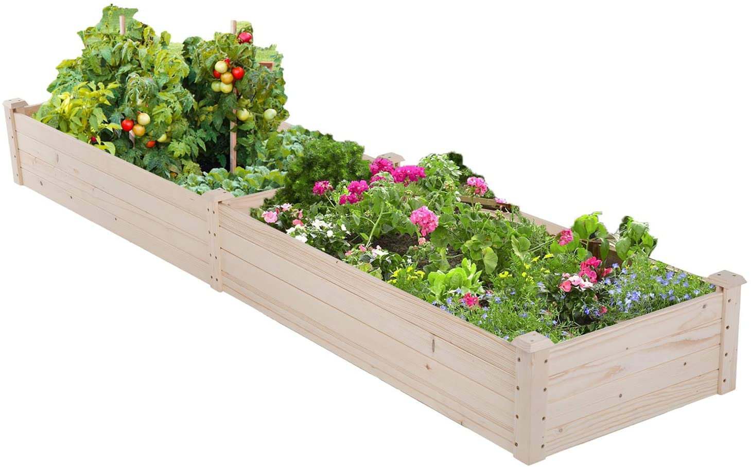 Square Garden Raise Bed Elevated Garden Bed Wood Planter Box Kit For Vegetable Flower Wooden Garden Box Patio Greenhouse Outdoor Yard Gardening Planter Box