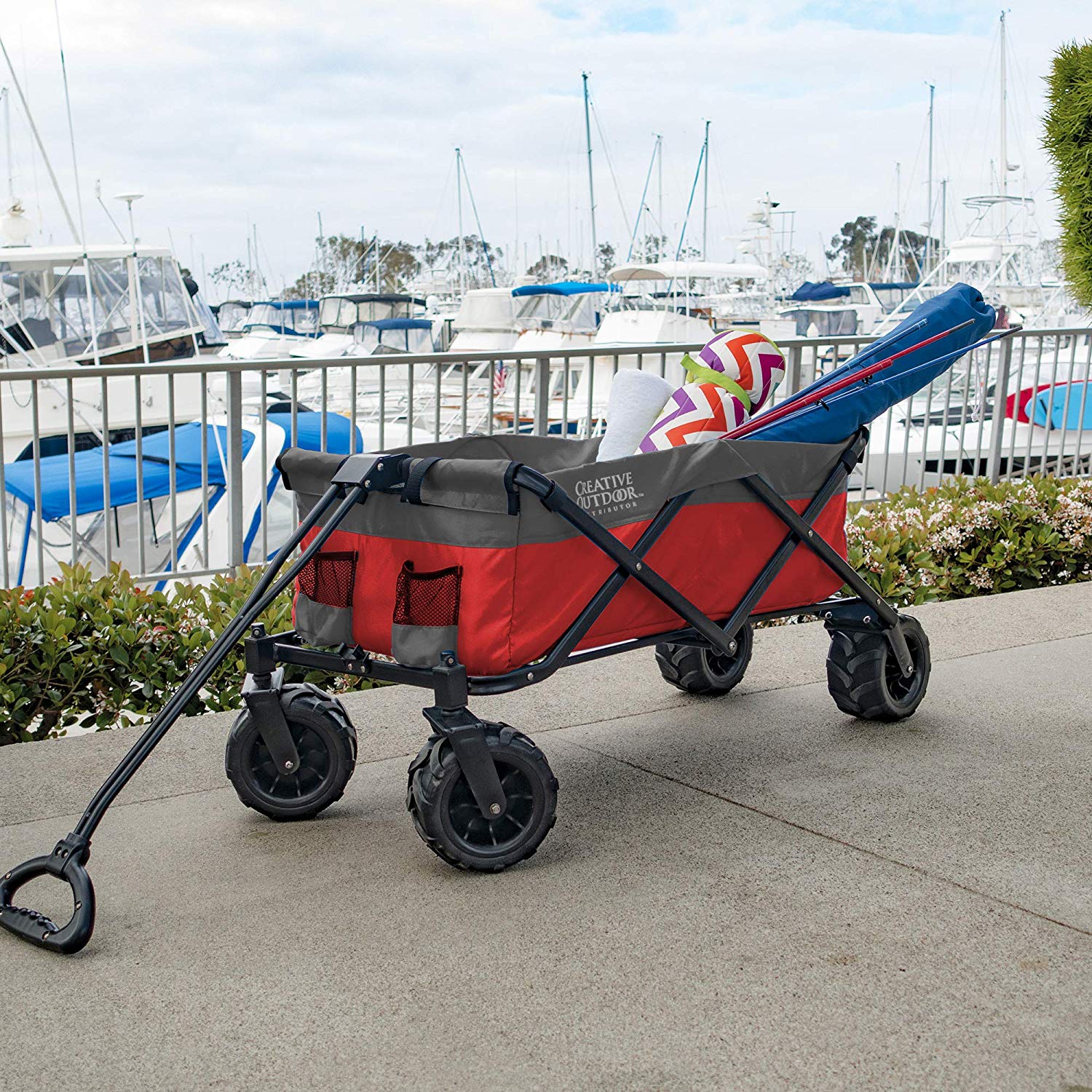 Creative Outdoor Products All-Terrain Collapsible Folding Wagon | Red