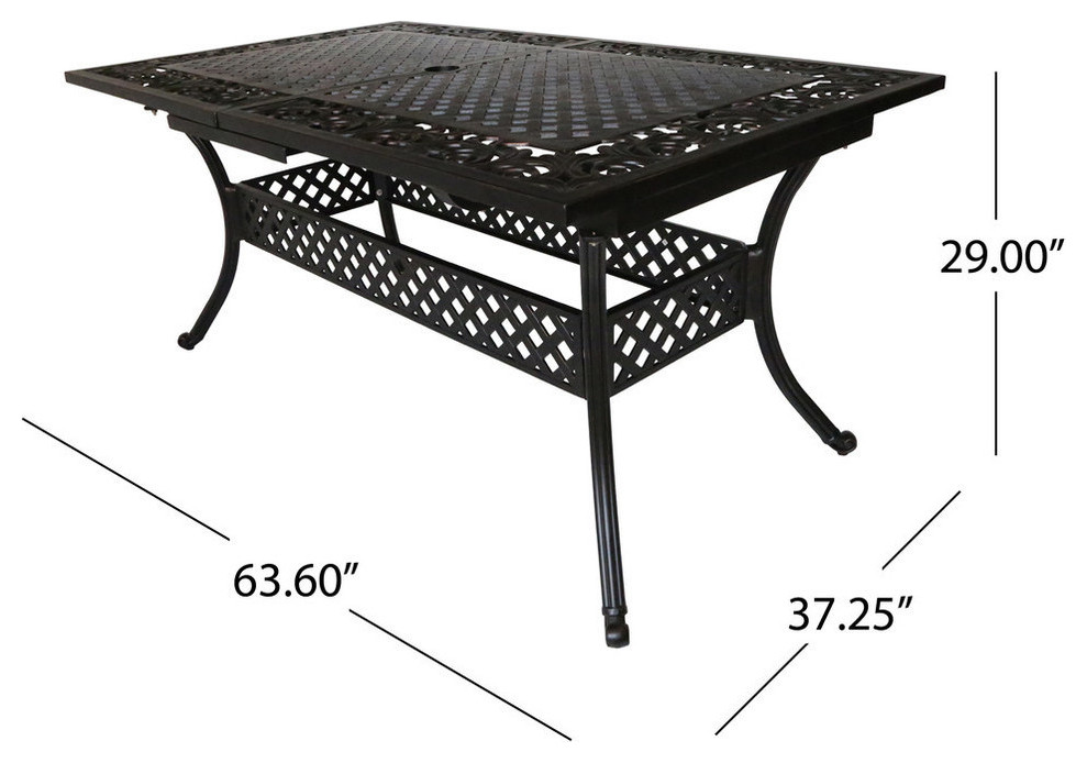 GDF Studio Phoenix Outdoor 64 quot81 quotExpandable Cast Aluminum Dining Table   Traditional   Outdoor Dining Tables   by GDFStudio  Houzz