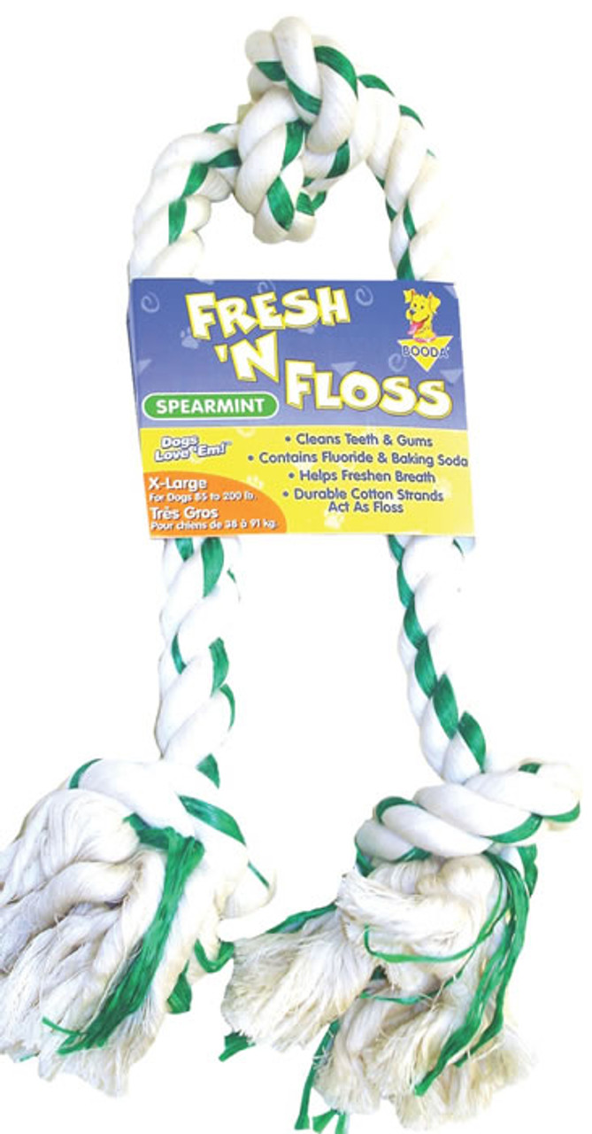 Booda Fresh N Floss Rope Tug， Spearmint， Large