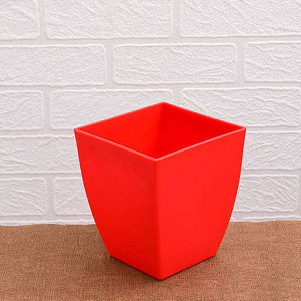 4.7 inch (12 cm) Chatura No. 12 Square Plastic Planter (Red) (set of 6)