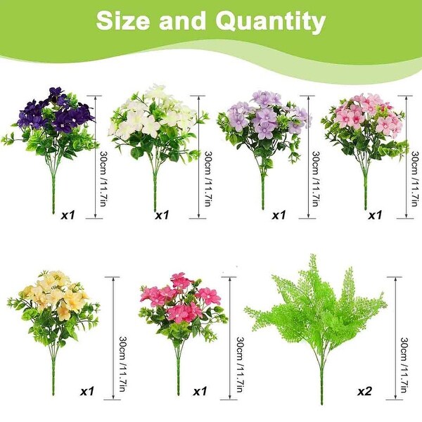 Outdoor Hanging Flowers 8 Artificial Fake Flowers UV Resistant Bougainvillea Plants，Faux Plastic Greenery Hanging Plants