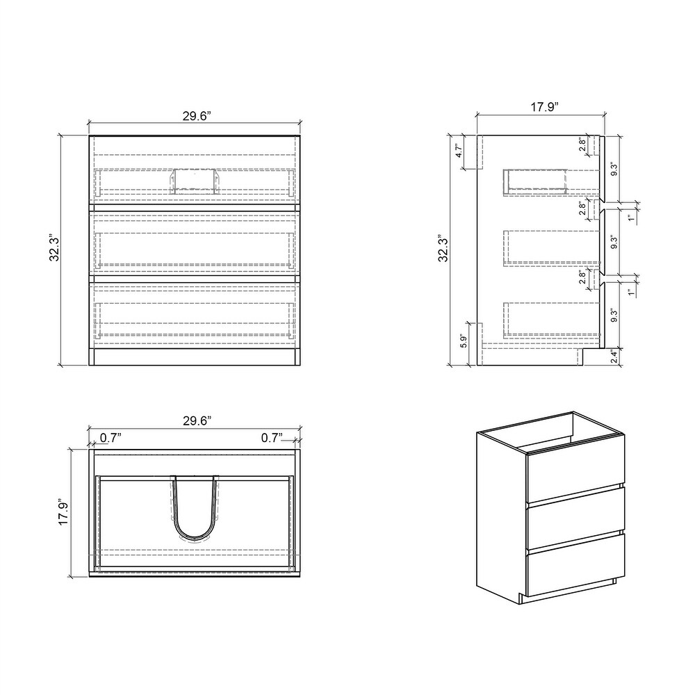 30 Inch Bathroom Vanity with Sink Freestanding Bathroom Vanity