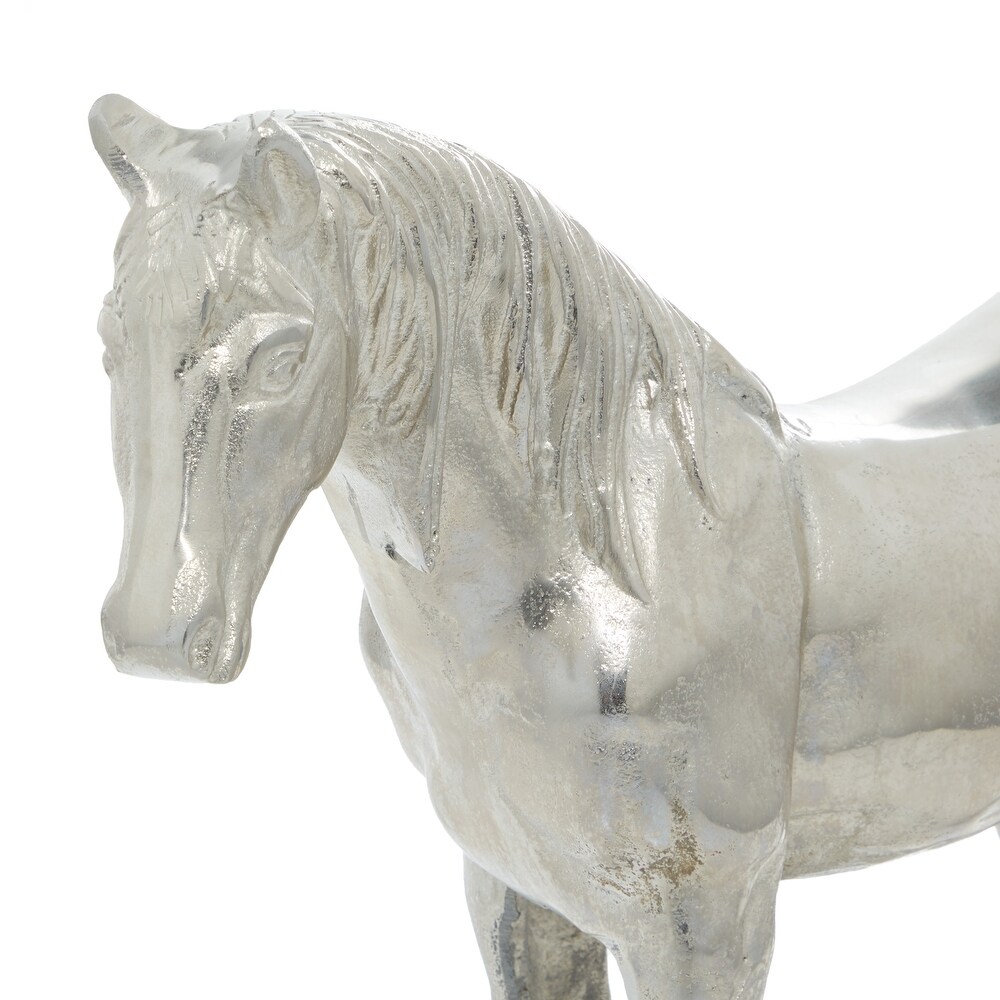Silver Aluminum Horse Sculpture   23 x 6 x 17