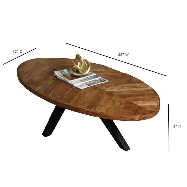 Posh Pollen Anton Oval Reclaimed Wood Coffee Table