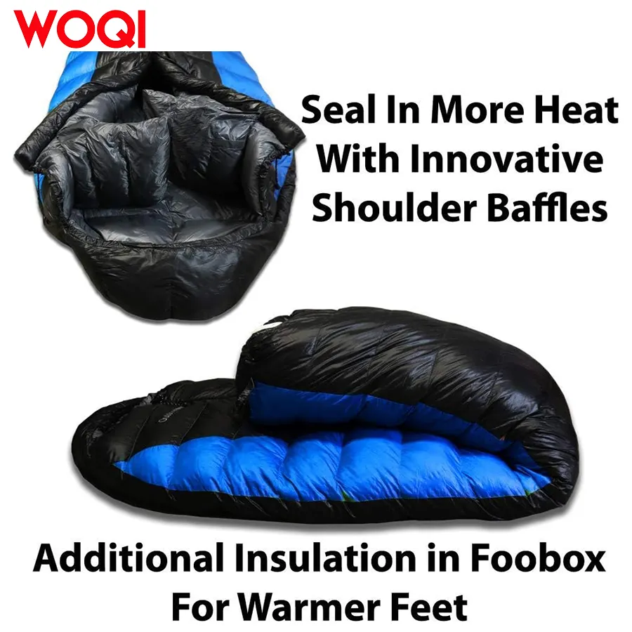 WOQI Outdoor Ultralight Backpack Mummy Down Sleeping Bag  Suitable for Hiking and Camping