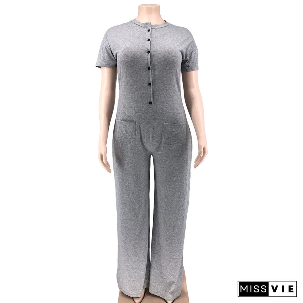 Short Sleeve Loose Casual Plus Size Jumpsuit