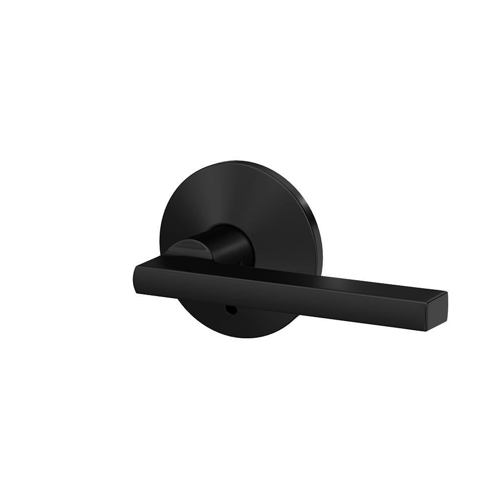 Schlage Custom Latitude Matte Black Dummy Door Handle with Kinsler Trim (2-Pack) FC172 LAT 622 KIN