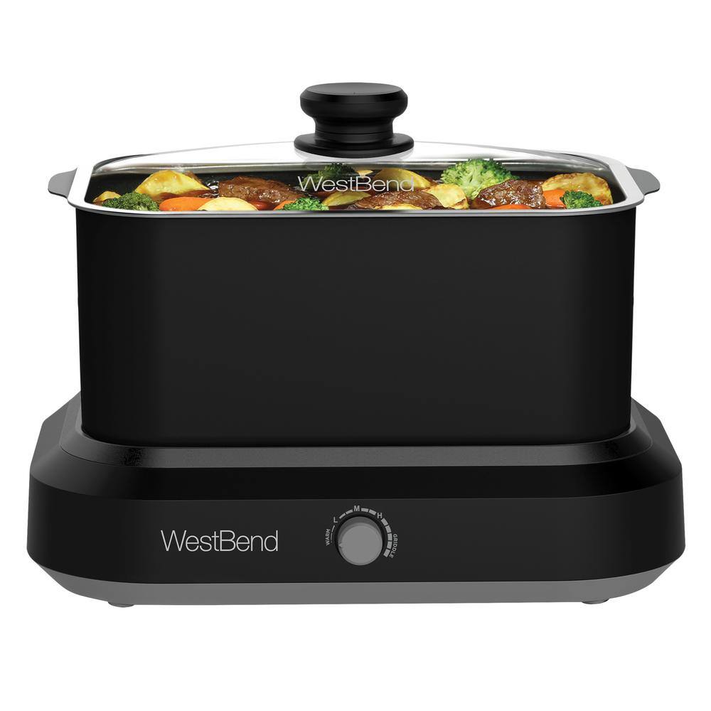 West Bend 6 qt. Black Versatility Slow Cooker with Black Tote and Travel Lid 87906BK