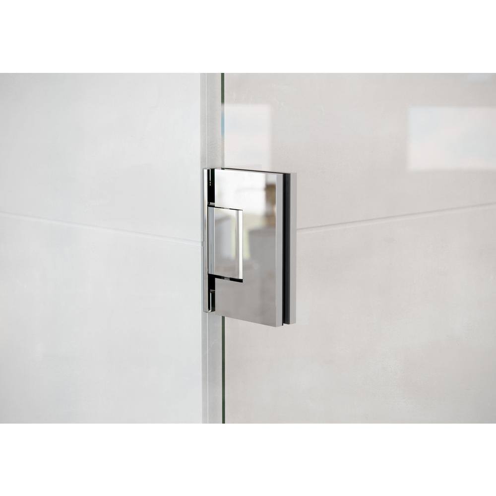 Glass Warehouse Illume 57.75 in. W x 78 in. H Wall Hinged Frameless Shower Door in Chrome Finish with Clear Glass GW-WH-57-75-CH